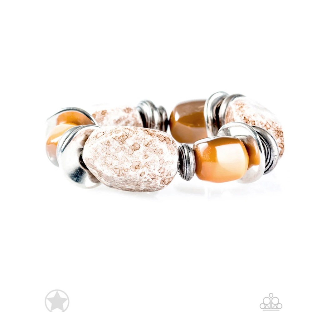 Paparazzi Silver Tan Chunky Bracelet